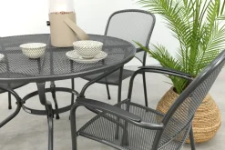 Royal Garden Carlo ronde stapelbare tuinset strekmetaal Ø105 cm.