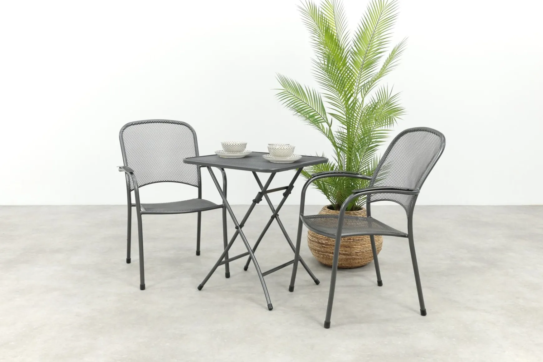 Royal Garden Carlo stapelbare balkonset 3-delig strekmetaal 60x60 cm.
