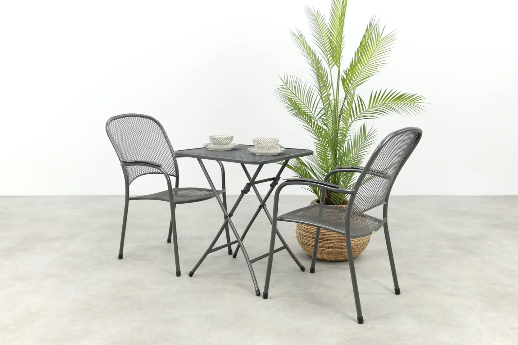 Royal Garden Carlo stapelbare balkonset 3-delig strekmetaal 60x60 cm.