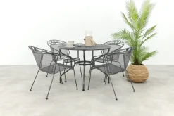 Royal Garden Elegance ronde stapelbare tuinset strekmetaal Ø105 cm.
