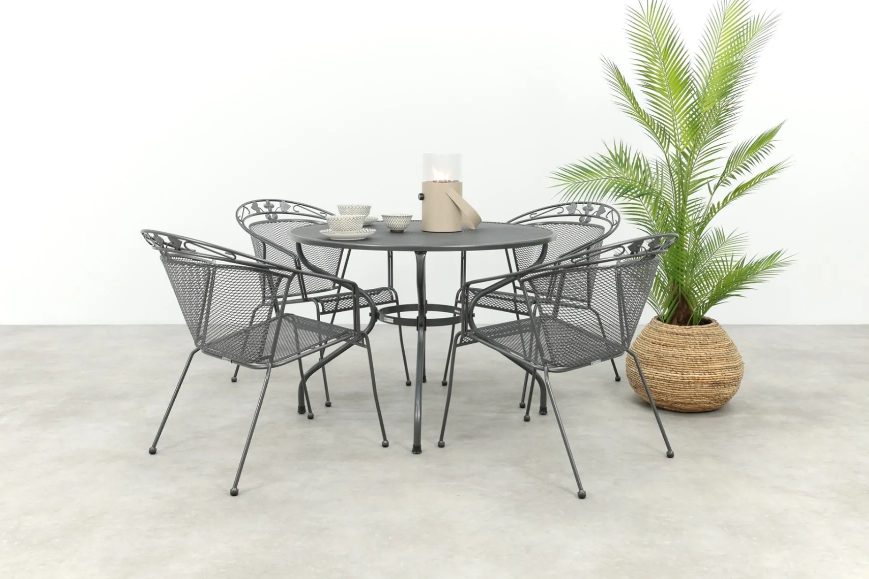Royal Garden Elegance ronde stapelbare tuinset strekmetaal Ø105 cm.