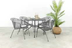 Royal Garden Elegance ronde stapelbare tuinset strekmetaal Ø105 cm.