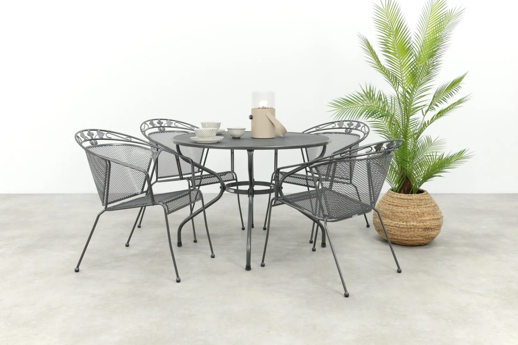 Royal Garden Elegance ronde stapelbare tuinset strekmetaal Ø105 cm.
