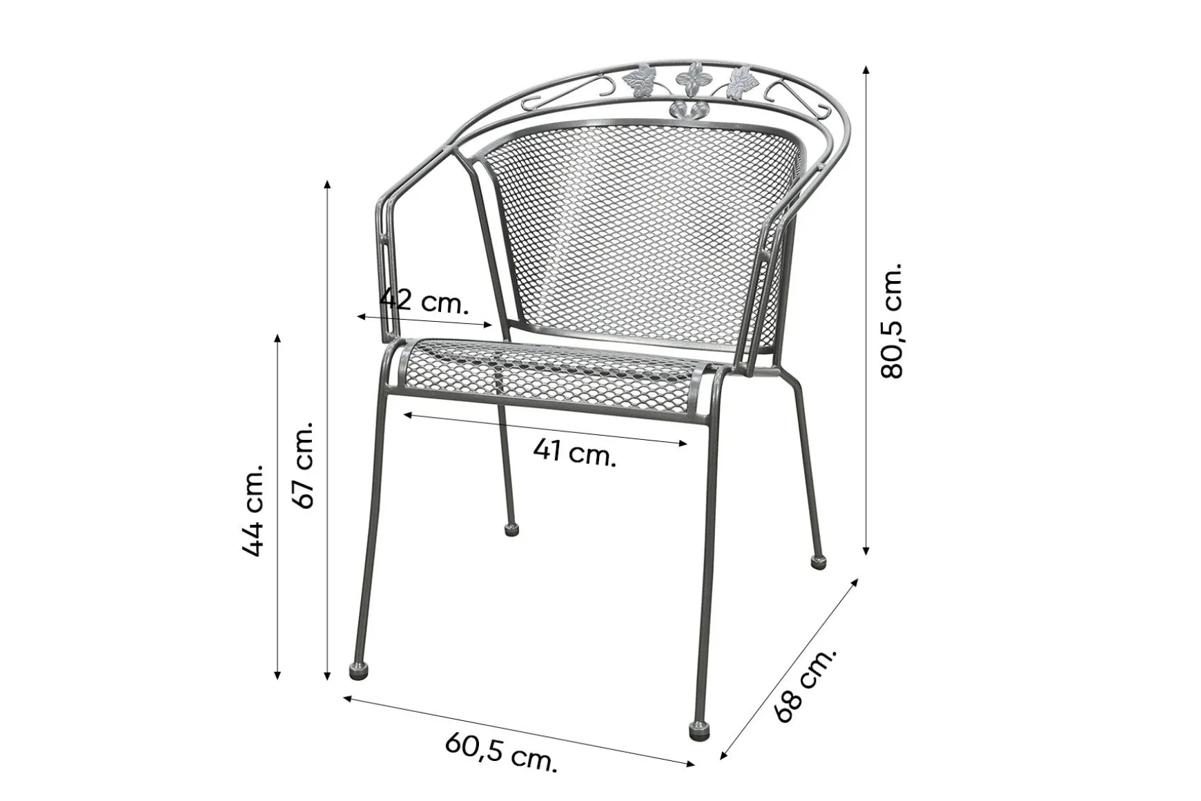 Royal Garden Elegance ronde stapelbare tuinset strekmetaal Ø105 cm.