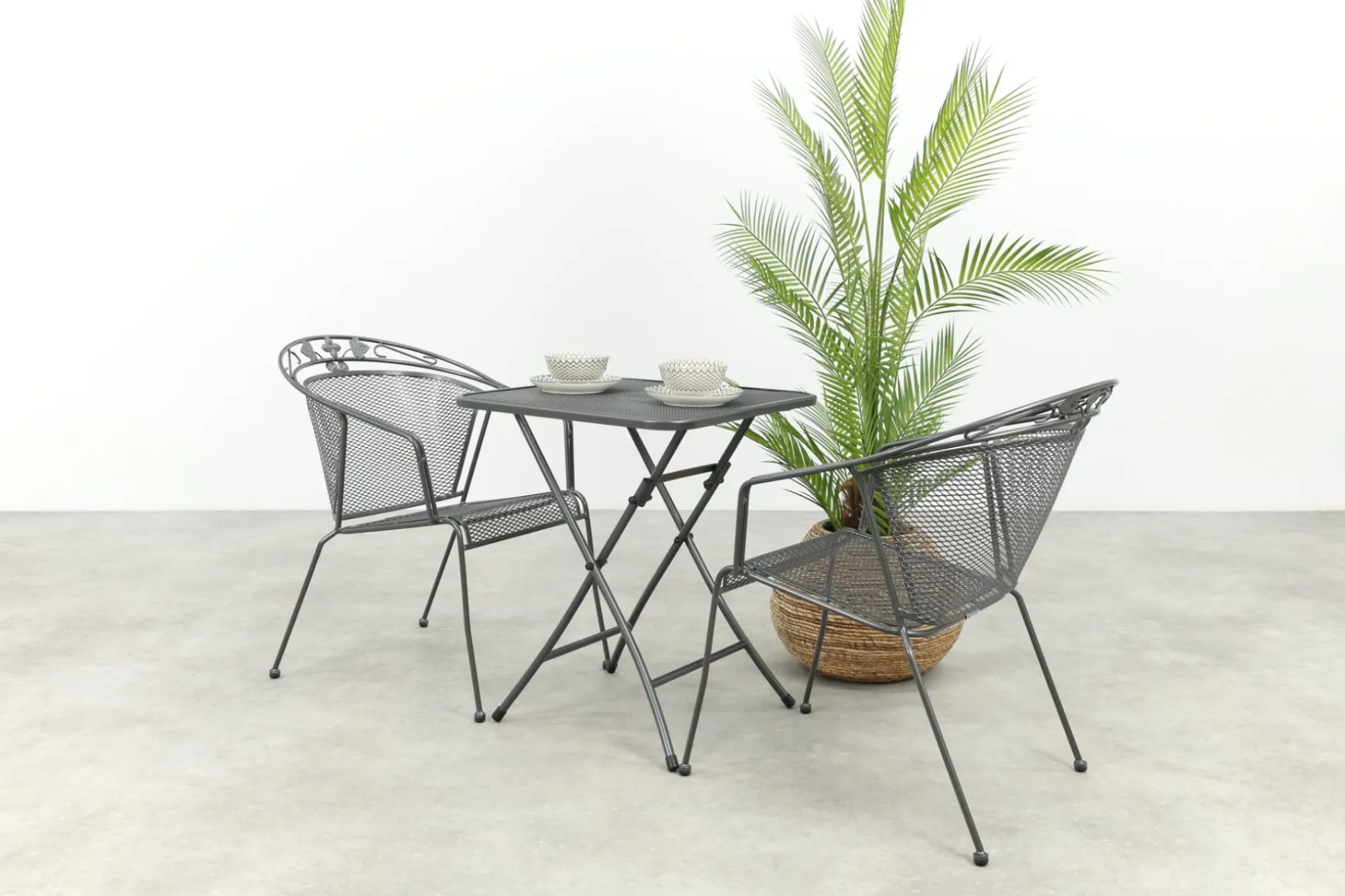 Royal Garden Elegance stapelbare balkonset 3-delig strekmetaal 60x60 cm.