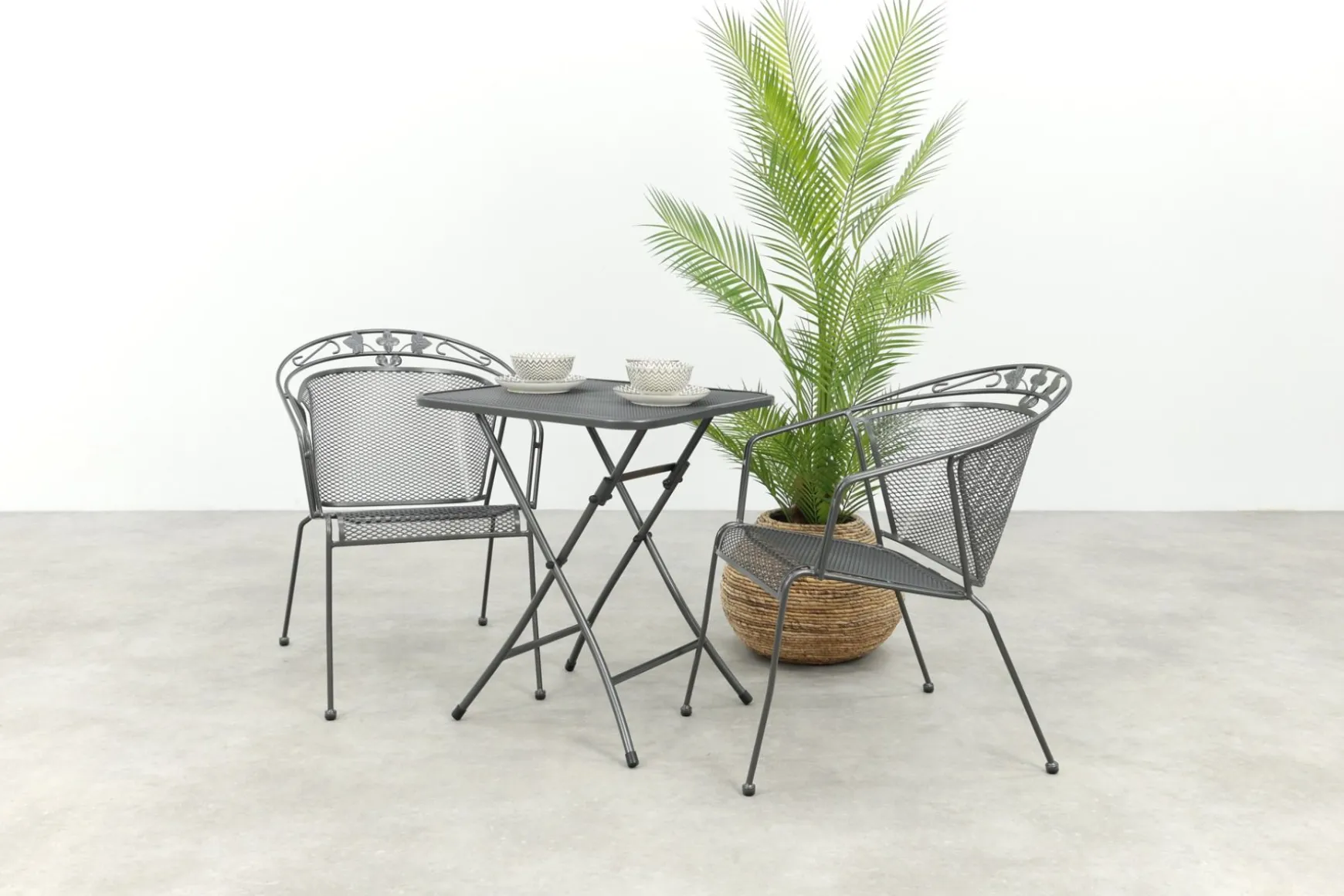 Royal Garden Elegance stapelbare balkonset 3-delig strekmetaal 60x60 cm.