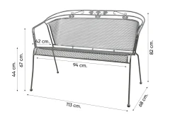 Royal Garden Elegance strekmetaal 2-zits tuinbank - Antraciet
