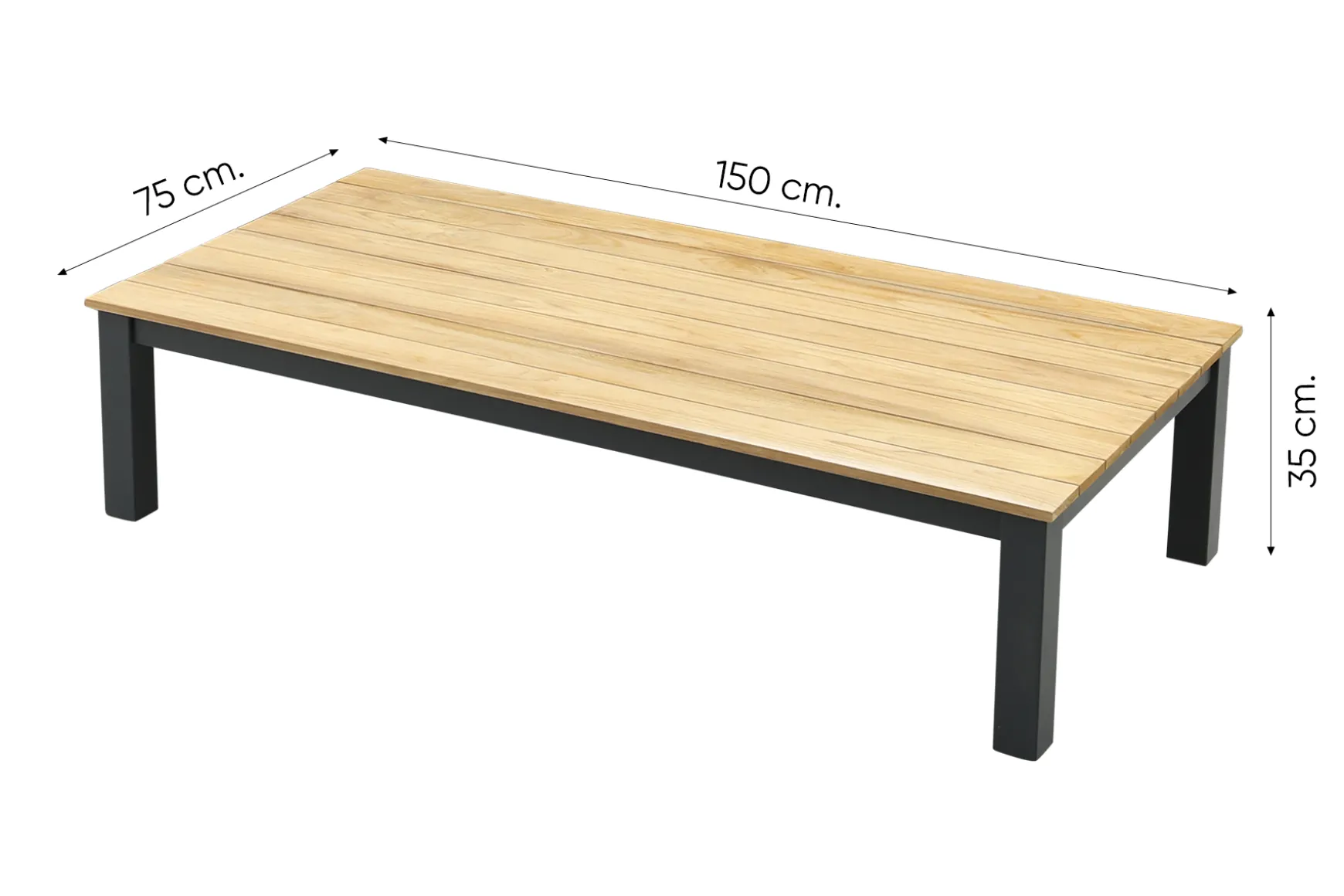 Santos/Mindo 150x75 cm. loungeset - Antraciet/Teak