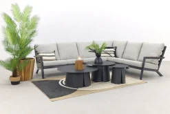 Santos/Velora loungeset met 3-delige tafelset - Antraciet