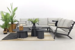 Santos/Velora loungeset met 3-delige tafelset - Antraciet