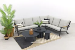 Santos/Velora loungeset met 3-delige tafelset - Antraciet