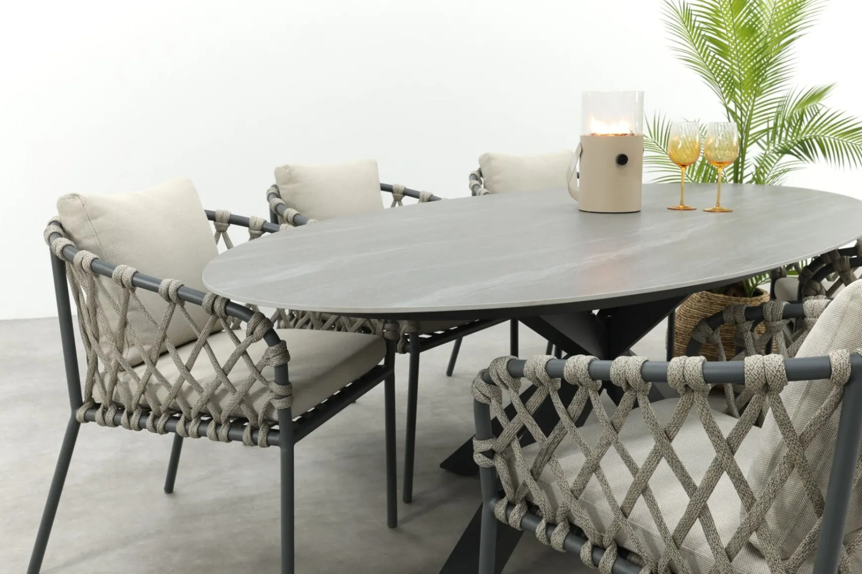Sara/GI Scotland 6-persoons ovale tuinset 230x115 cm. - Antraciet