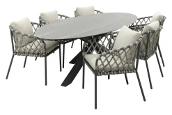 Sara/GI Scotland 6-persoons ovale tuinset 230x115 cm. - Antraciet