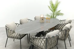 Sara/GI Scotland 6-persoons ovale tuinset 230x115 cm. - Antraciet