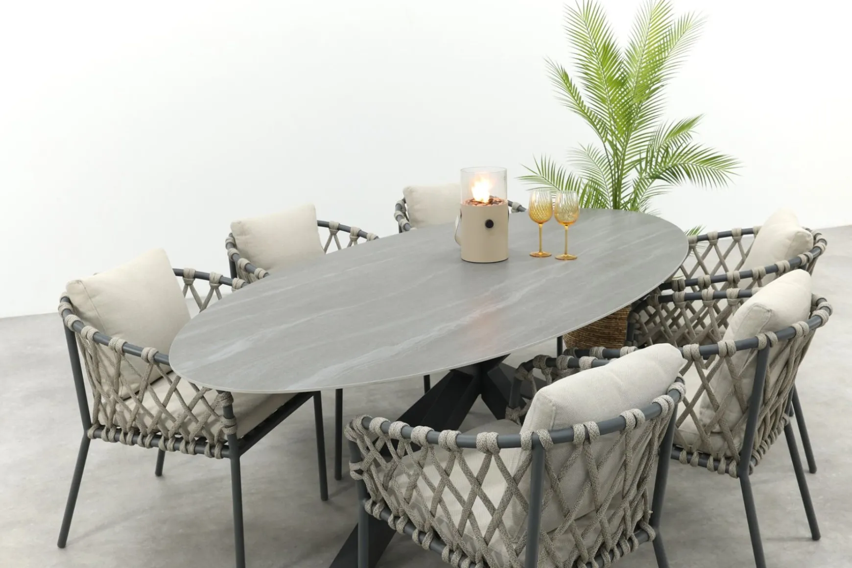 Sara/GI Scotland 6-persoons ovale tuinset 230x115 cm. - Antraciet