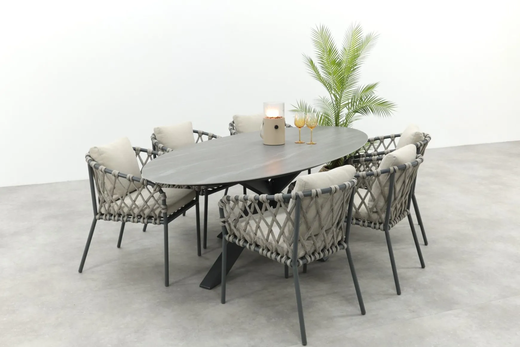 Sara/GI Scotland 6-persoons ovale tuinset 230x115 cm. - Antraciet