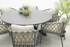 Sara/Marena ronde tuinset Ø158 cm. (7-delig) - Antraciet/Licht grijs