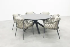 Sara/Marena ronde tuinset Ø158 cm. (7-delig) - Antraciet/Licht grijs