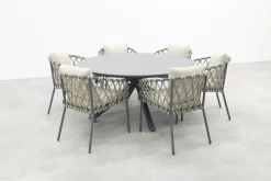 Sara/Marena ronde tuinset Ø158 cm. (7-delig) - Antraciet/Licht grijs