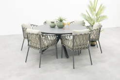 Sara/Marena ronde tuinset Ø158 cm. (7-delig) - Antraciet/Licht grijs