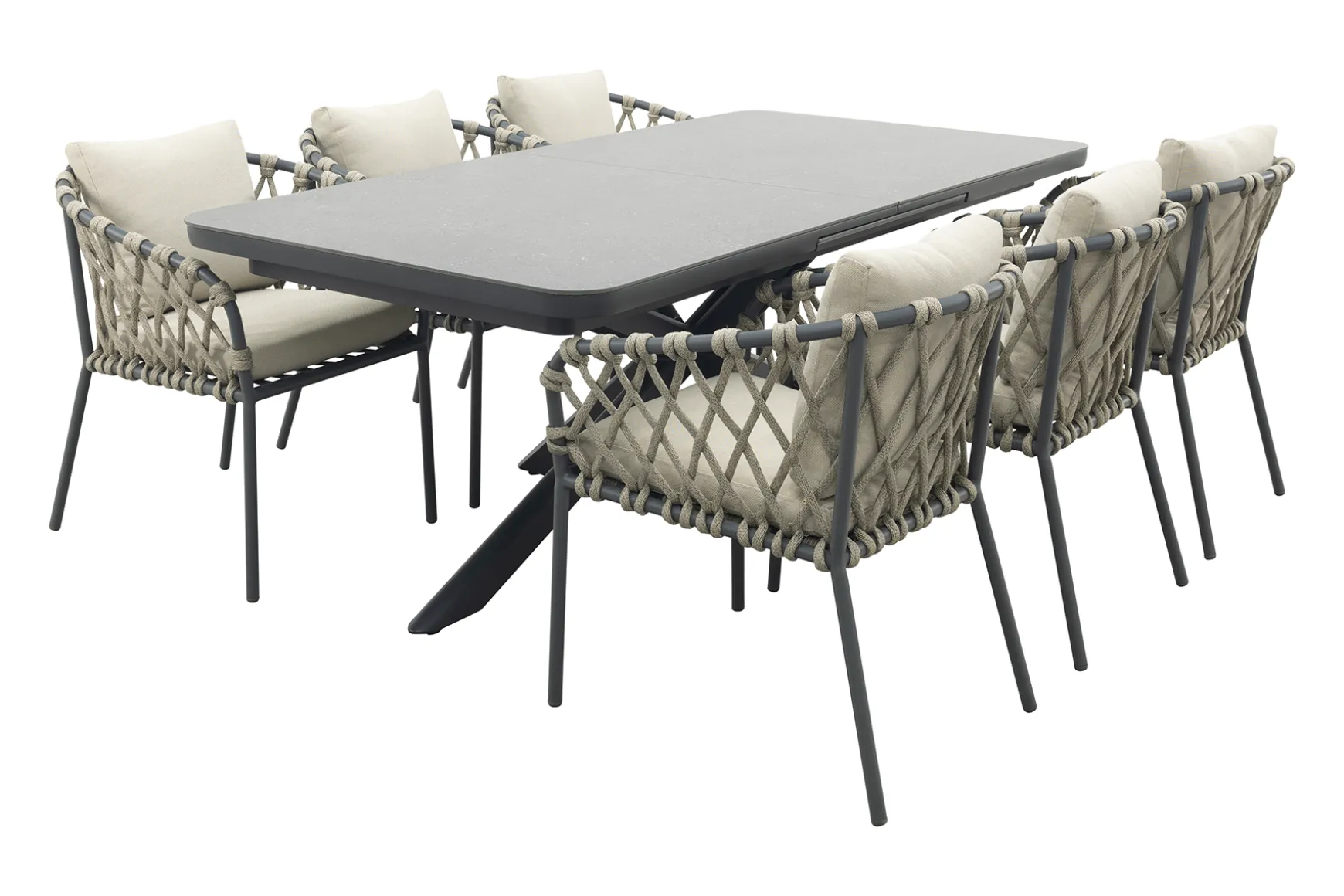 Sara/Montreal tuinset met uitschuifbare tuintafel - 6 persoons