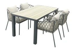 Sara/Nola tuinset 160x90 cm. - Antraciet/Houtlook