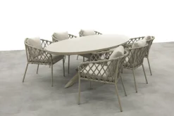 Sara/Ventaro ovale tuinset 240x115 cm. - Latte