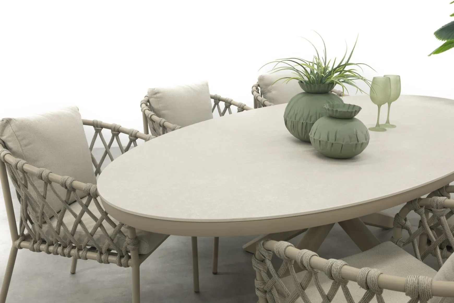 Sara/Ventaro ovale tuinset 240x115 cm. - Latte