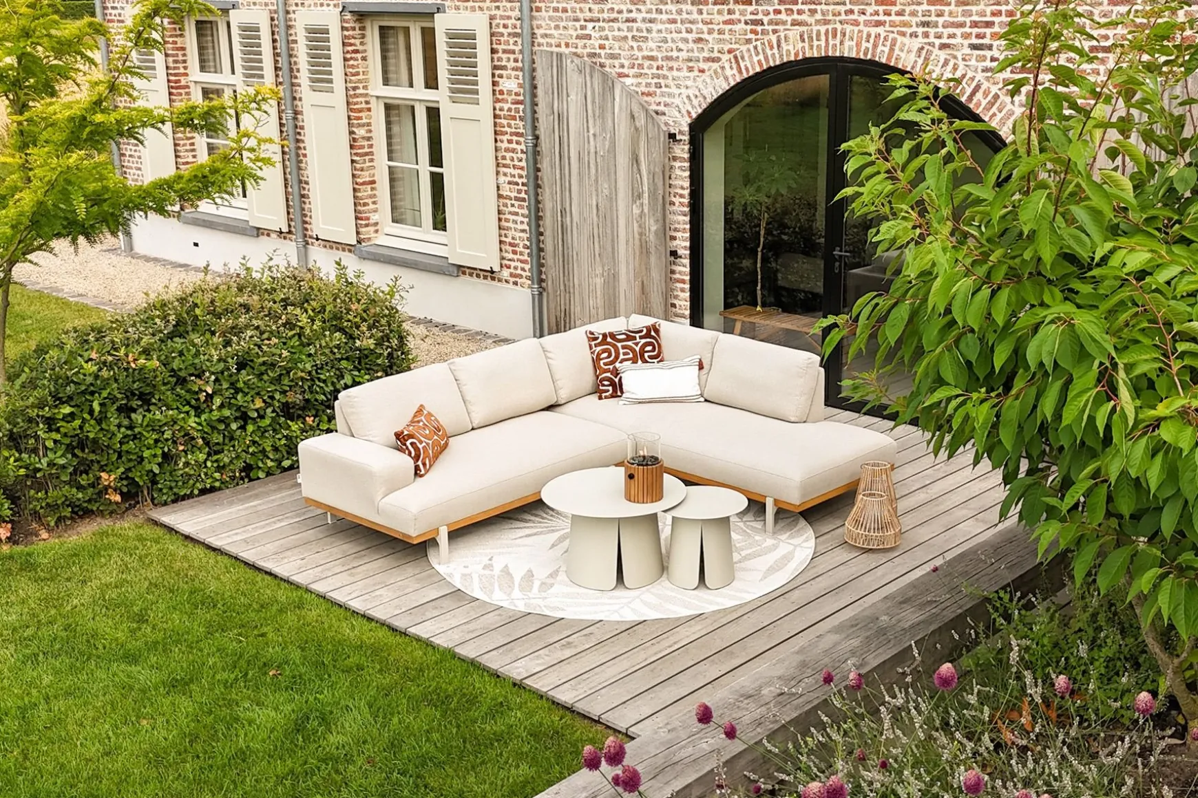 Savannah hoekbank chaise longue loungeset - beige - weerbestendig - Rechts