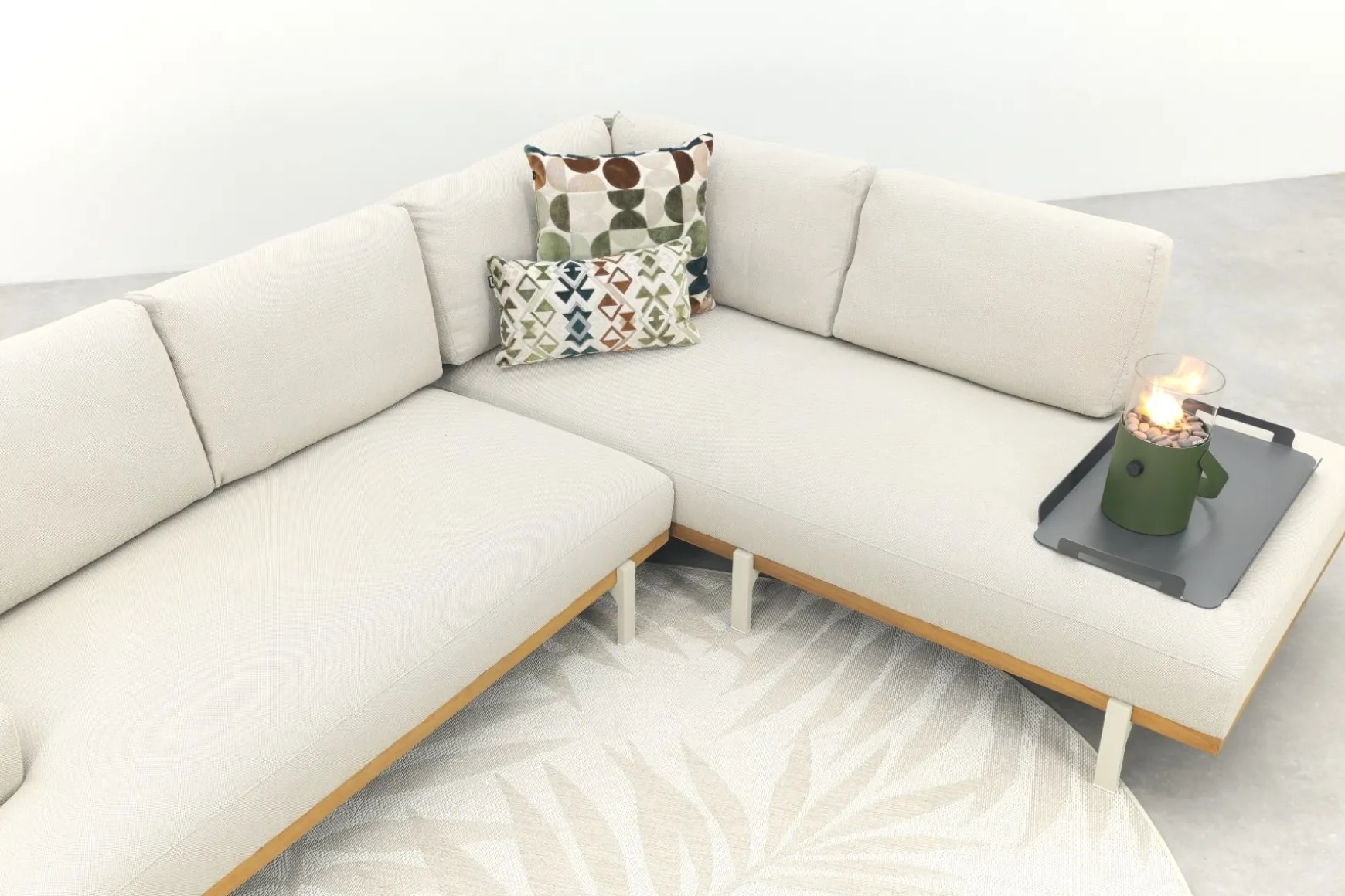 Savannah hoekbank chaise longue loungeset - beige - weerbestendig - Rechts