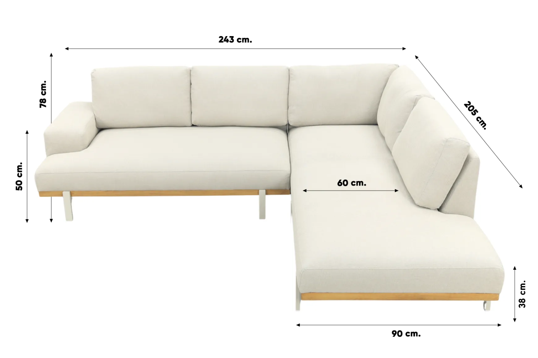 Savannah hoekbank chaise longue loungeset - beige - weerbestendig - Rechts