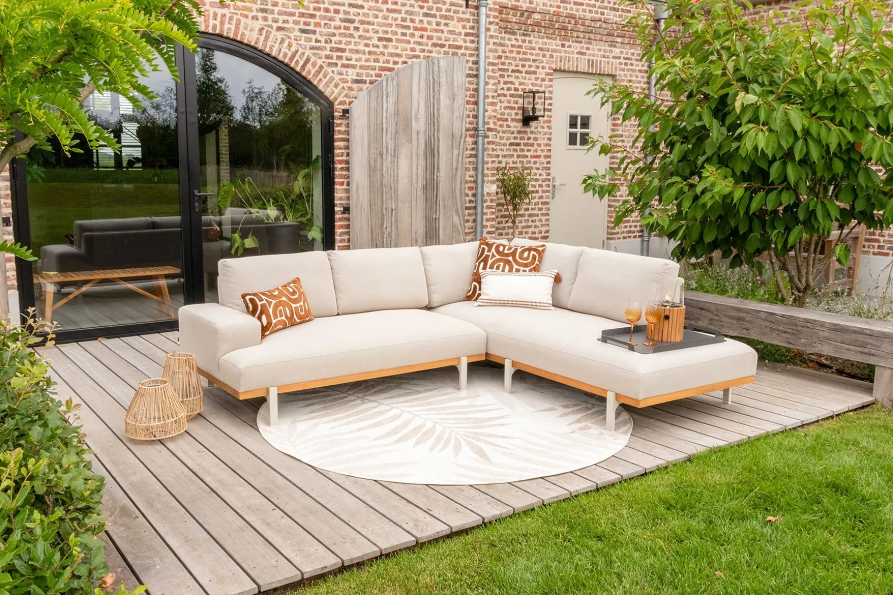 Savannah hoekbank chaise longue loungeset - beige - weerbestendig - Rechts