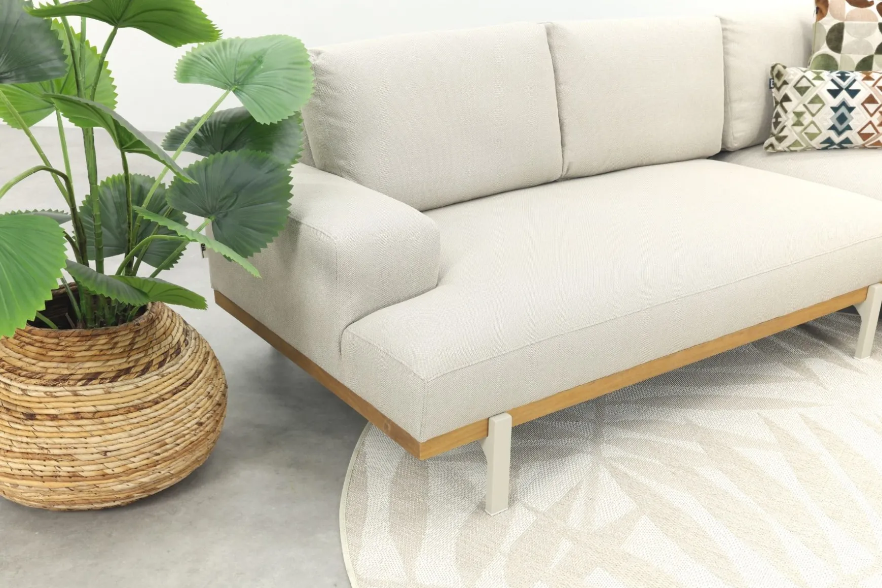 Savannah hoekbank chaise longue loungeset - beige - weerbestendig - Rechts