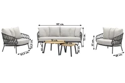 4 Seasons Calpi stoel-bank loungeset met Mindo koffietafels - 5-delig