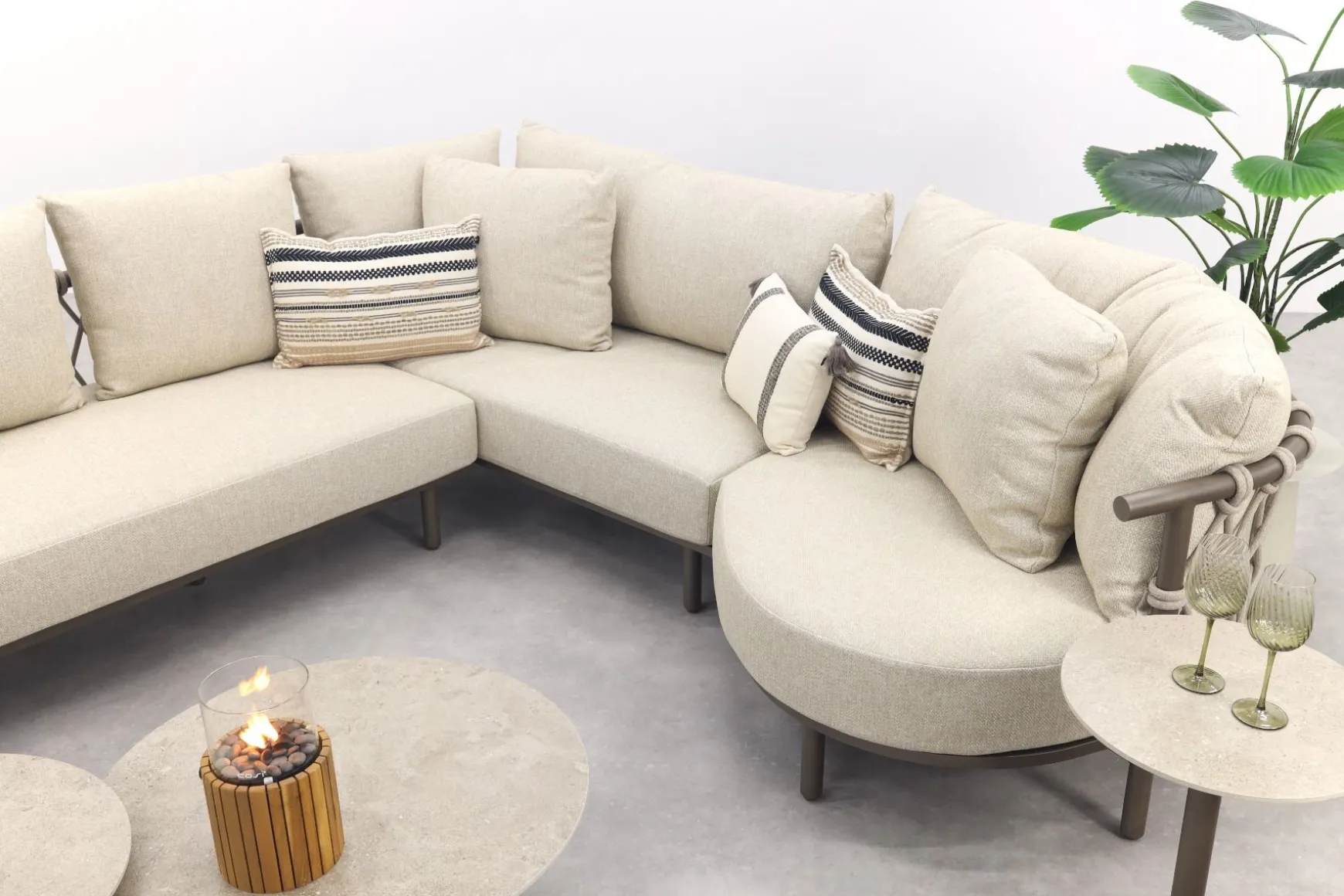 4 Seasons Ezra/Boaz modulaire loungeset met 3-delige tafelset - Latte/Terre