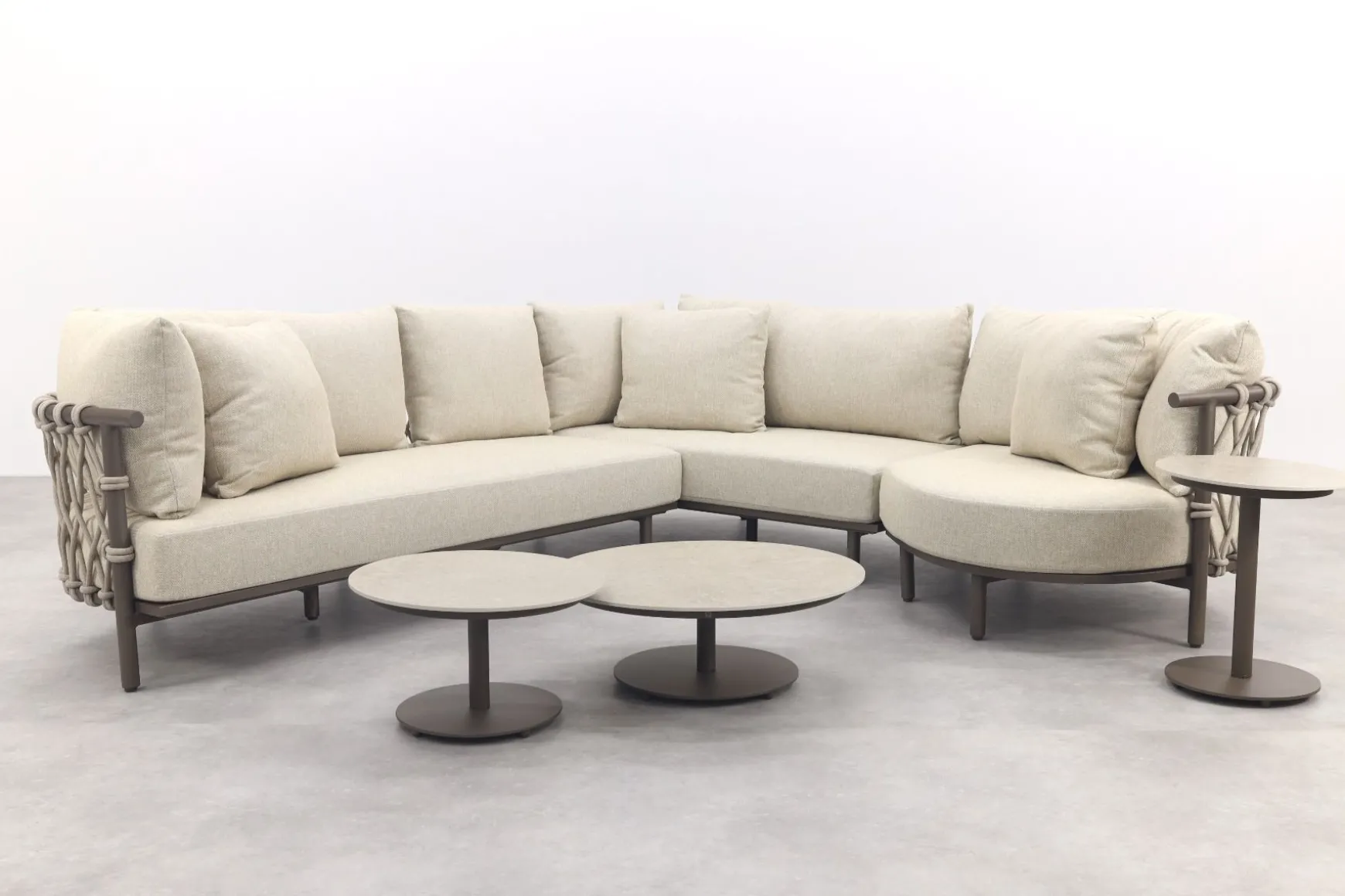 4 Seasons Ezra/Boaz modulaire loungeset met 3-delige tafelset - Latte/Terre