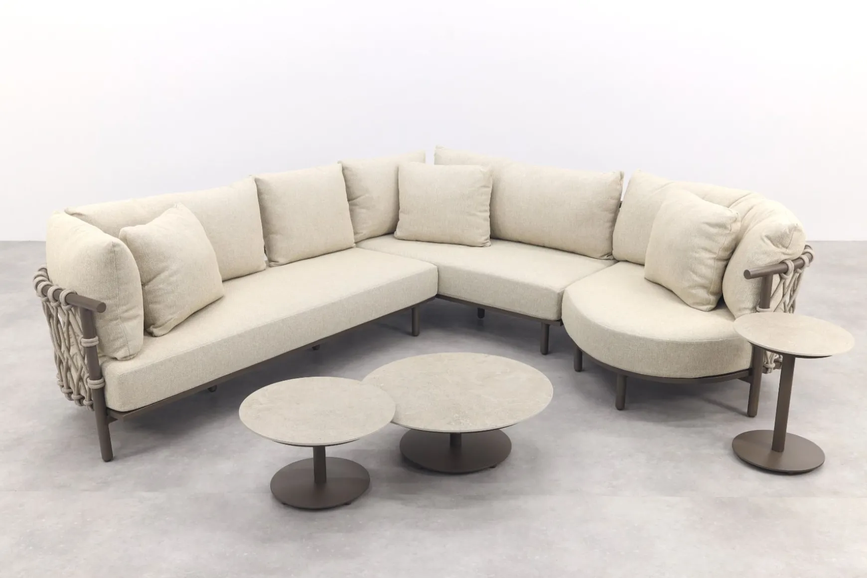 4 Seasons Ezra/Boaz modulaire loungeset met 3-delige tafelset - Latte/Terre