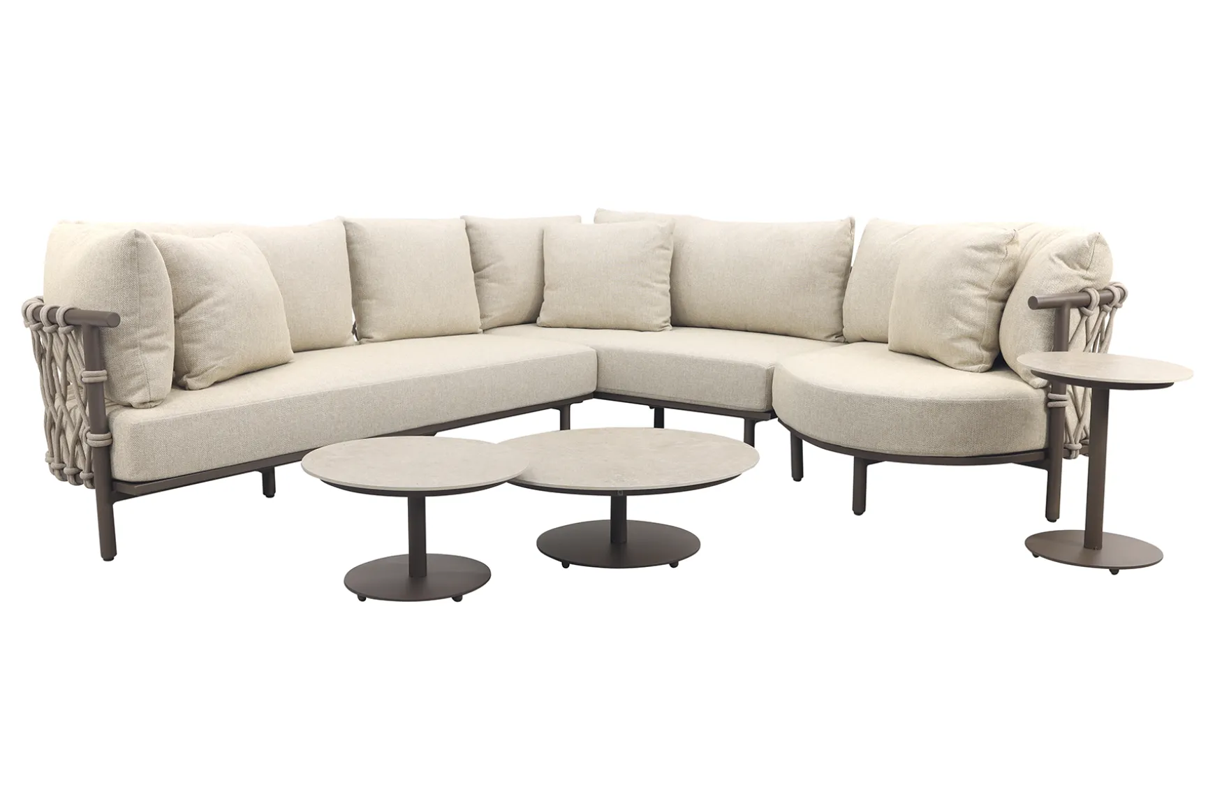 4 Seasons Ezra/Boaz modulaire loungeset met 3-delige tafelset - Latte/Terre
