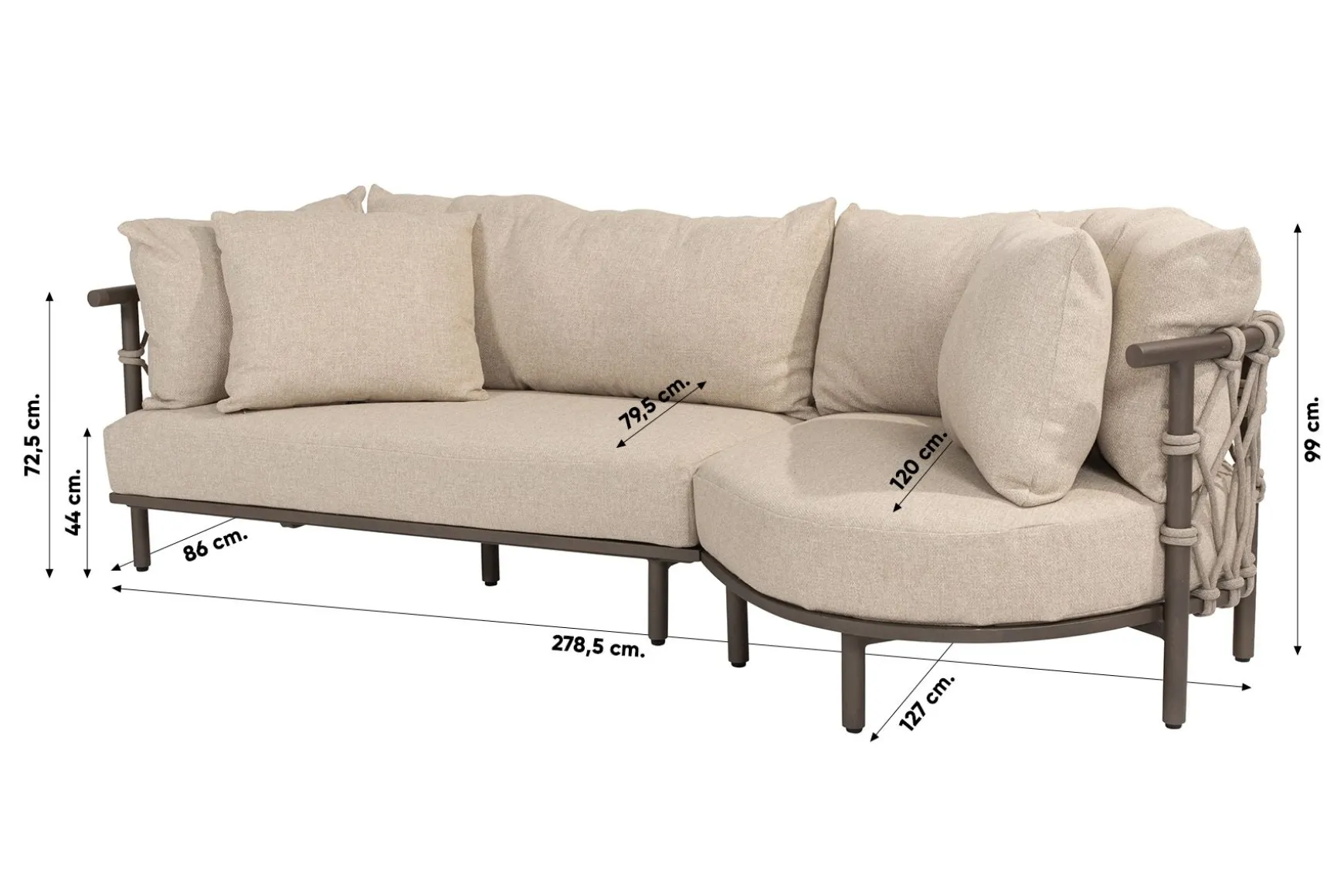 4 Seasons Ezra/Volta 3-zits loungeset - Latte/Terre