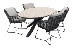 4 Seasons Fabrice antraciet / GI Edison 180 x 115 cm. tafel - ovale tuinset