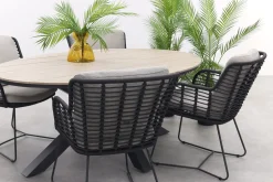4 Seasons Fabrice antraciet / GI Edison 180 x 115 cm. tafel - ovale tuinset