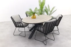 4 Seasons Fabrice antraciet / GI Edison 180 x 115 cm. tafel - ovale tuinset
