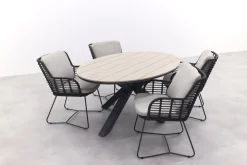 4 Seasons Fabrice antraciet / GI Edison 180 x 115 cm. tafel - ovale tuinset