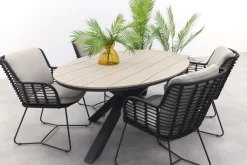 4 Seasons Fabrice antraciet / GI Edison 180 x 115 cm. tafel - ovale tuinset