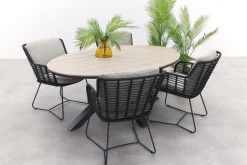 4 Seasons Fabrice antraciet / GI Edison 180 x 115 cm. tafel - ovale tuinset