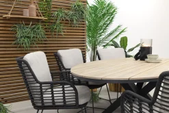 4 Seasons Fabrice antraciet / GI Edison 220 x 115 cm. tafel - ovale tuinset