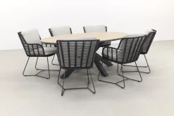 4 Seasons Fabrice antraciet / GI Edison 220 x 115 cm. tafel - ovale tuinset