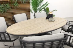 4 Seasons Fabrice antraciet / GI Edison 220 x 115 cm. tafel - ovale tuinset