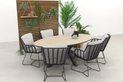 4 Seasons Fabrice antraciet / GI Edison 220 x 115 cm. tafel - ovale tuinset
