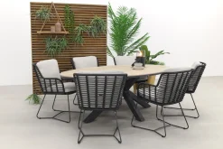 4 Seasons Fabrice antraciet / GI Edison 220 x 115 cm. tafel - ovale tuinset